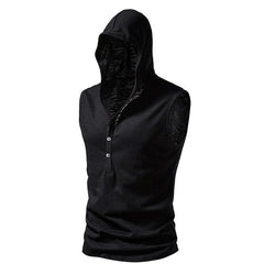Men's Hollow Out Basic Sleeveless Hooded T-shirt Vest