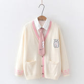 Cute Bunny Yummy Embroidered V-neck Sweater