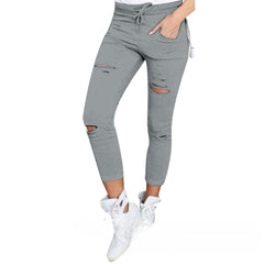 Women's Summer Ripped Slim Pencil Pants Leggings