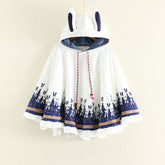 Kawaii Style Rabbit Ears Hooded Pullover Cape