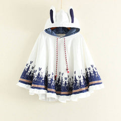 Kawaii Style Rabbit Ears Hooded Pullover Cape