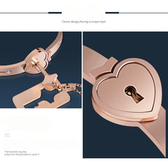 Couple's Lock Heart Titanium Stainless Steel Bracelet with Nacklace