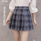 JK Style Plaid High Waist Small A-line Pleated Skirt
