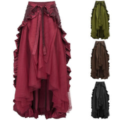 Women's Steampunk Gothic Wrapped Ruffled Pirate Skirt