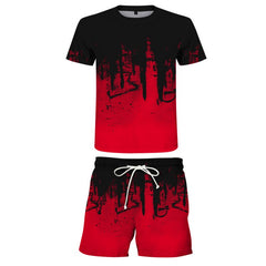 Men's 3D Ink Printed Leisure T-shirt and Shorts Co-ords