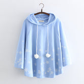 Spring Cute Girls Snowflake Print Hooded Cloak