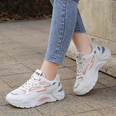 Korean Style Thick Sole Breathable Mesh Sneakers Dad Shoes