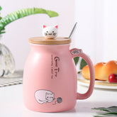 Adorable Cartoon Cat Ceramic Coffee Mug Kawaii Tea Cup