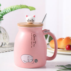 Adorable Cartoon Cat Ceramic Coffee Mug Kawaii Tea Cup