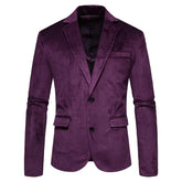 Vintage Men's V-neck Velvet Button Coat Suit