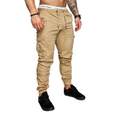 Cool Men's Woven Fabric Casual Slim Multiple Pockets Pants