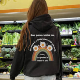 Dear Person Behind Me Rainbow Daisy Printed Casual Hoodie
