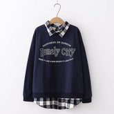 Women's Polo Neck Lonely City Print Loose Sweatshirt
