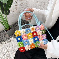 Hand-woven Flower Shoulder Slung Handbag