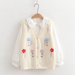 Women's Flower Knitted Vest with Shirt Two Piece Set