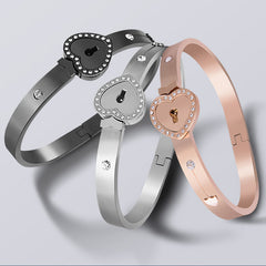 Couple's Lock Heart Titanium Stainless Steel Bracelet with Nacklace