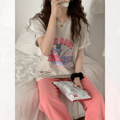 Women's Letter Bear Graphic Casual T-shirt