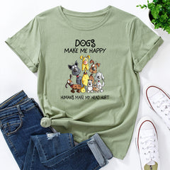Women's Dogs Graphic Print Round Neck T-shirt