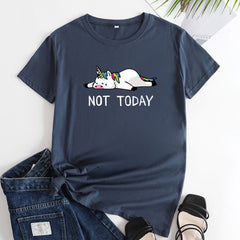 Funny NOT TODAY Unicorn Short Sleeved T-shirt