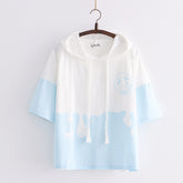 Cute Cartoon Printed Short-sleeve Hooded T-shirt