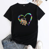 Lovely Women's Round Neck Sloth Short Sleeved T-shirt