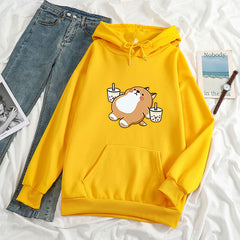 Kawaii Women's Cartoon Dog Milk Tea Hoodie