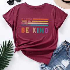 Women's Creative Be Kind Print Short Sleeve T-shirt