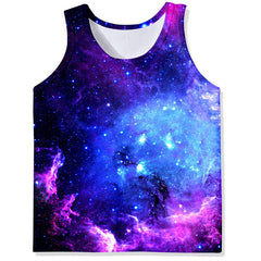 Men's Starry Sky Digital Print Crew Neck Vest