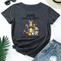 Women's Dogs Graphic Print Round Neck T-shirt