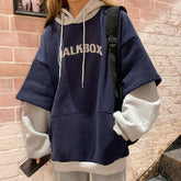 Casual Women's Patchwork Fake Two-piece Hoodie