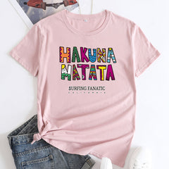 Women's HAKUNA MATATA Letter Print Short Sleeve T-Shirt