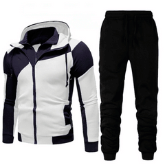 Men's Color Block Double-layer Zippered Hoodie Pants Co-ords