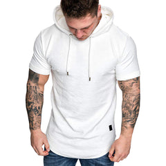 Men's Solid Color Long Sleeve Leisure Sports Hooded Shirt