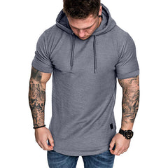 Men's Solid Color Long Sleeve Leisure Sports Hooded Shirt