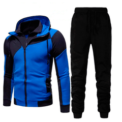 Men's Color Block Double-layer Zippered Hoodie Pants Co-ords