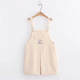 Cartoon Rabbit Embroidered Wide-leg Shorts Overalls