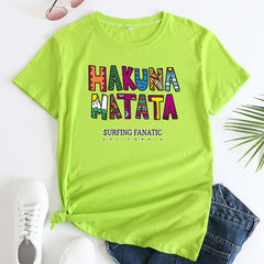 Women's HAKUNA MATATA Letter Print Short Sleeve T-Shirt