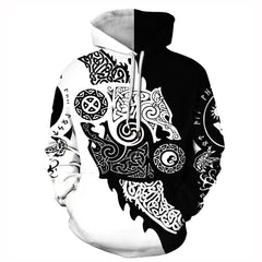 Men's Viking Style Digital Print Long-sleeved Hoodie