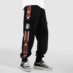 Unisex Elastic Waist Loose Casual Cargo Pants