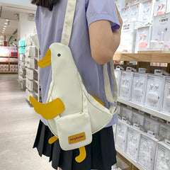 Cute Cartoon Duck Canvas Chest Bag