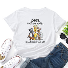Women's Dogs Graphic Print Round Neck T-shirt