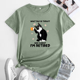 Women's Funny Cat Letter Print Short Sleeve T-shirt