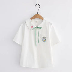 Cartoon Rabbit Embroidered Wide-leg Shorts Overalls