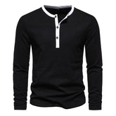 Men's Colored Henry Neck Long Sleeved T-shirt