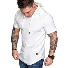 Men's Fitness Short Sleeve Hooded T-shirt