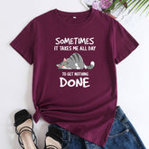 Funny Women's Cat Letter Printed Cotton T-shirt