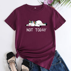 Funny NOT TODAY Unicorn Short Sleeved T-shirt