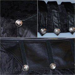 Men's Steampunk Stand Collar Black Leather Cloak Coat