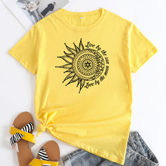 Women's Live By The Sun Letter Printed T-shirt
