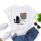 PICATSS Art Cat Print Women's Loose T-shirt